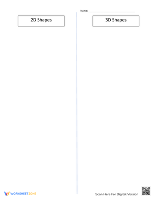 2D and 3D Shape Sort Worksheet