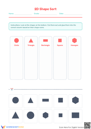 Printable 2D Shape Sort Worksheet | Kindergarten Math