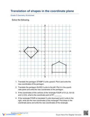 Translation of Shapes in the Coordinate Plane Worksheet