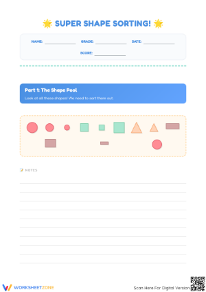 Essential Sorting Shapes Worksheet | Kindergarten Math