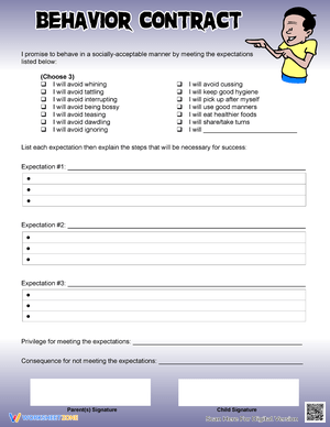 Behavior Contract Worksheet