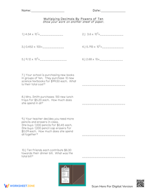 Multiplying Decimals by Powers of Ten
