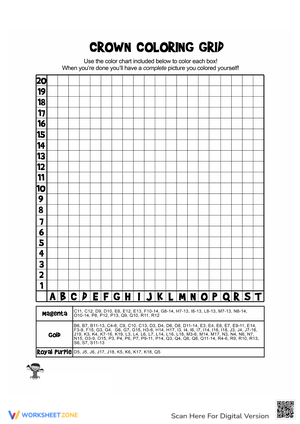 Crown Coloring Grid: Fun Art Worksheet