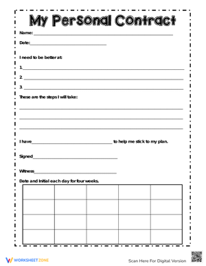 My Personal Contract: Goal Setting Worksheet