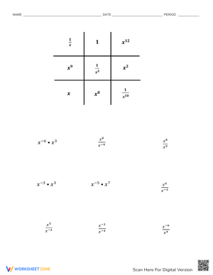 Negative Exponents Tic-Tac-Toe