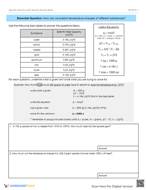 Student Activity Specific Heat