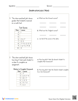Practice Stem and Leaf