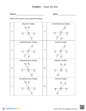 Naming Angle Relationships Worksheet