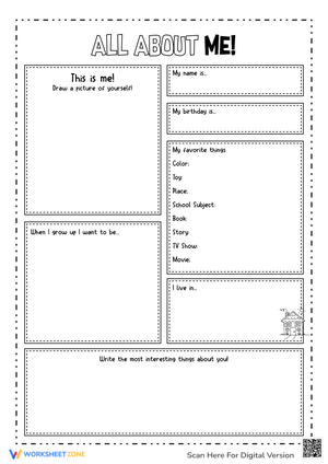 All About Me Activity Worksheet