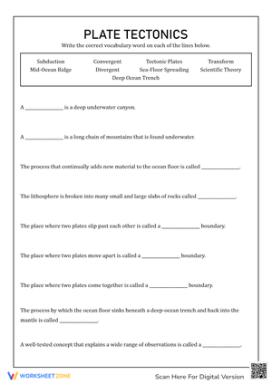 Plate Tectonics Worksheet: Earth Science