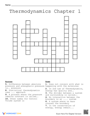 Thermodynamics Crossword Chapter 1