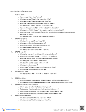 Hunting the Elements Notes Worksheet