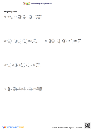Solving Multi-Step Inequalities with Fractions Practice