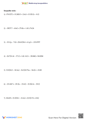 Solve Multi-Step Inequalities with Decimals