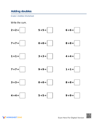Doubles Addition Exercises