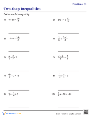 Solving Two-Step Inequalities with Fractions