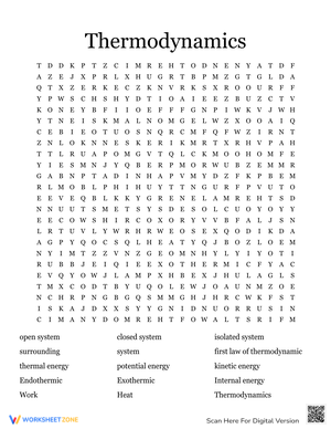 Thermodynamics Word Search