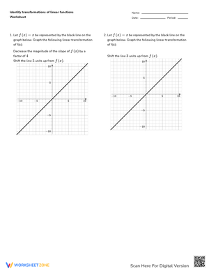 Identify Transformations of Linear Functions Worksheet