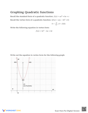 Graphing Quadratic Functions Worksheet