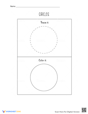Trace and Color Circles Activity Worksheet