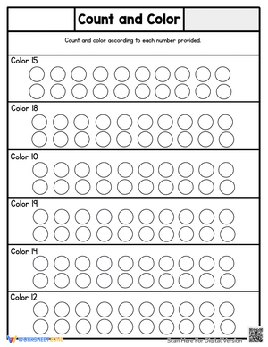 Fun Count and Color Circles Activity Worksheet