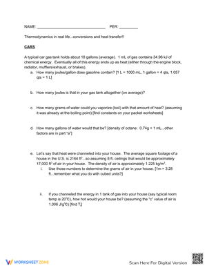 Applied Thermodynamics worksheet