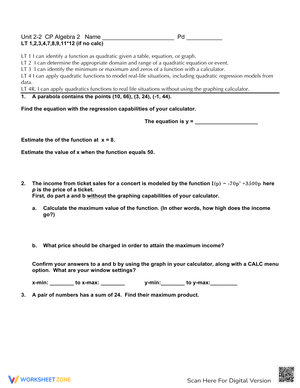 Identifying Quadratic Functions