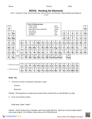 Nova Hunting the Elements Worksheet
