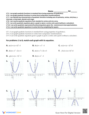 Graph Quadratic Functions Practice