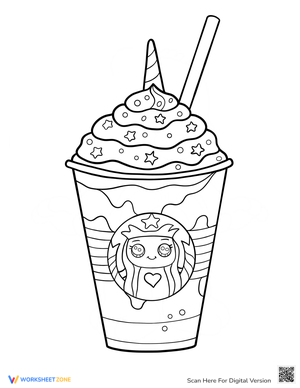 Unicorn Starbucks Frappe Coloring Page