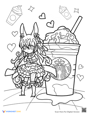 Anime Girl and Starbucks Coffee Page