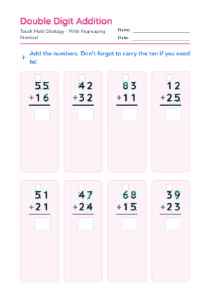 Double Digit Touch Math Addition Fun
