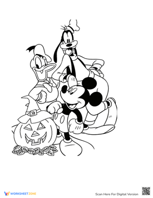 Disney Characters: A Halloween Coloring Page