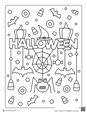 Halloween Sign: A Spooky Decorative Coloring Page