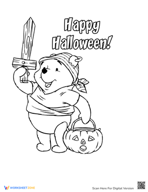 Pooh: A Happy Halloween Coloring Page