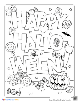 Happy Halloween Sign Coloring Page