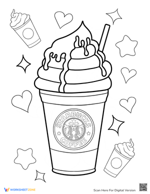 Starbucks Coffee Cup Coloring Page With Toppings