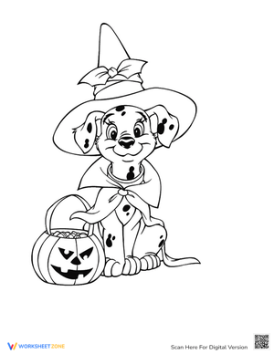 Dalmatian Halloween: A Festive Coloring Page
