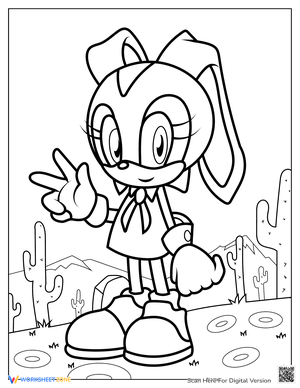 Cream the Rabbit In The Desert Coloring Sheet
