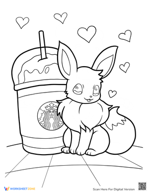 Eevee at Starbucks Coloring Page