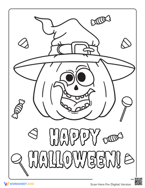 Silly Pumpkin Face Halloween Coloring Page