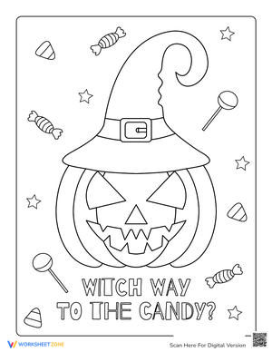 Witch Way to the Candy Coloring Page