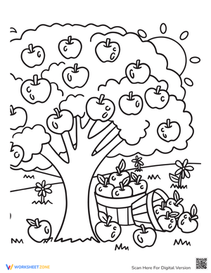 Apple Tree Fall Harvest Coloring Page