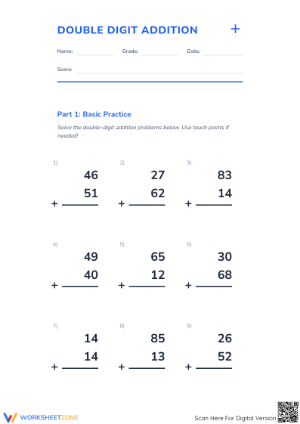 Printable 2-Digit Addition Worksheet | Grade 2 Essential
