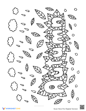 Autumn Leaves Coloring Page Worksheet