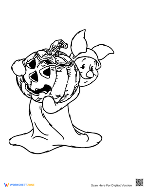 Piglet Halloween Costume Coloring Page