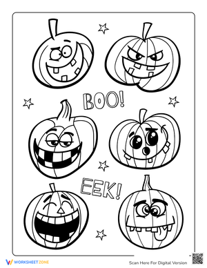 Boo Eek Funny Pumpkins Coloring Page