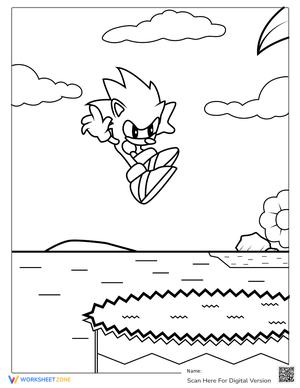 2D Retro Sonic Coloring Page