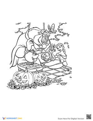 Beauty and the Beast Halloween Coloring