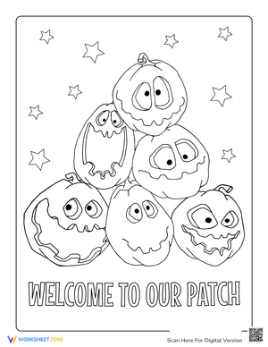 Funny Pumpkins Faces Coloring Page